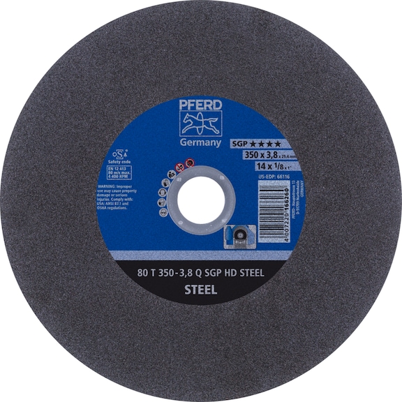 PFERD Stationary cut-off wheel T 350x3.8x25.4 mm medium hard HD STEEL steel 80m/s - Cut-off wheel