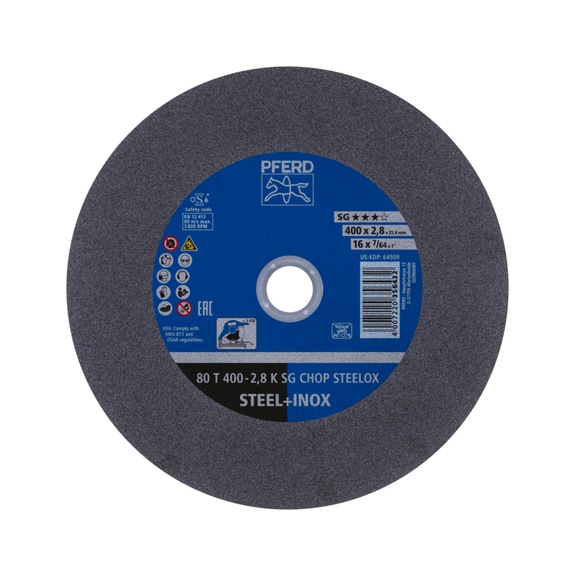 PFERD Trennscheibe Metallkreissäge T 400x2,8x25,4 mm Linie SG CHOP STEELOX Stahl - Trennschleifscheibe