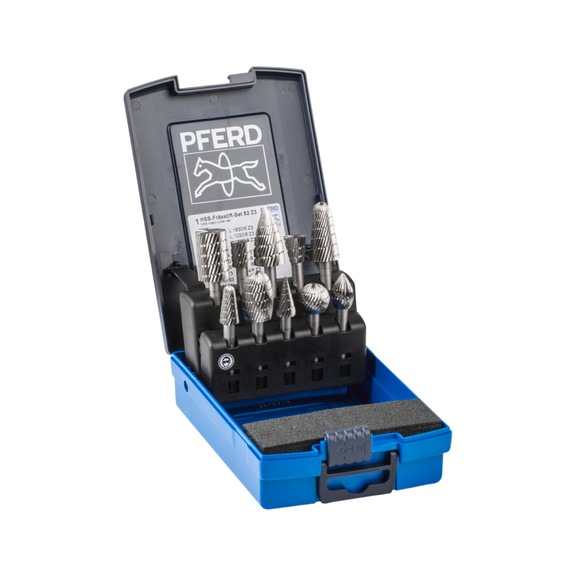 PFERD HSS burr set 82 10-piece serration 3 diameter 16/12/10mm shank 6mm - Burr set