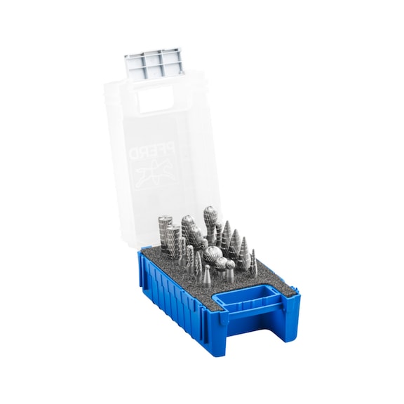 PFERD HSS Frässtift Set 83 18-teilig Zahnung 3 Durchmesser 12/8/6mm Schaft 6mm - Frässtifte-Satz