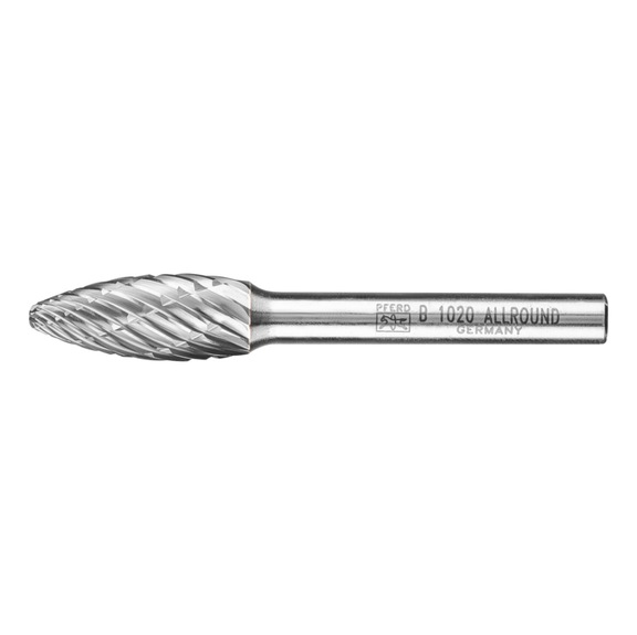 PFERD carbide burr ALLROUND Flame B Diameter 10x25 mm Shank 6 mm - Rotor milling cutter
