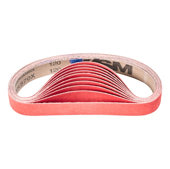 PFERD Keramikkorn Schleifband BA 30x533 mm CO-COOL120 für Edelstahl-Schliff - Schleifband für Bandschleifer