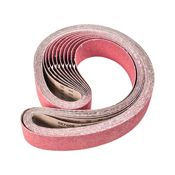 PFERD ceramic grain abrasive belt BA 75x2000mm CO36 maximum stock removal on steel - Sanding belt for belt sander