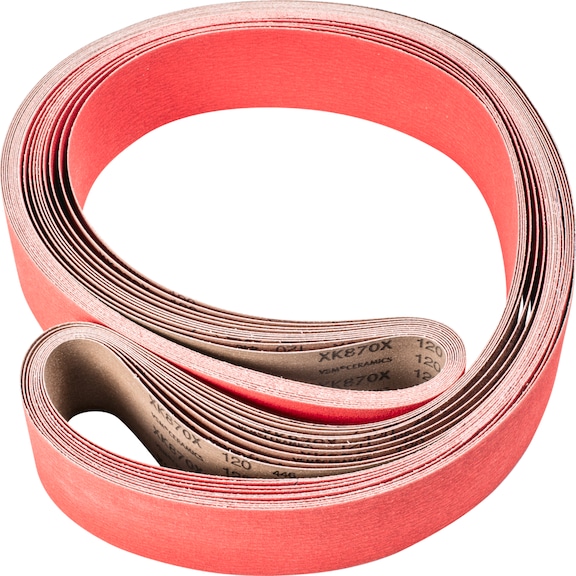 PFERD Keramikkorn Schleifband BA 75x2500mm CO-COOL120 für Edelstahl-Schliff - Schleifband für Bandschleifer