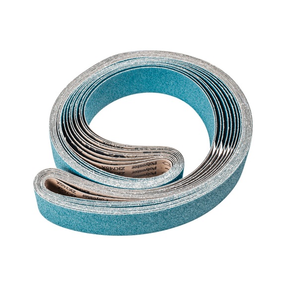 PFERD zirconium abrasive belt BA 75x2500mm Z36 FORTE high stock removal with belt grinder - Sanding belt for belt sander