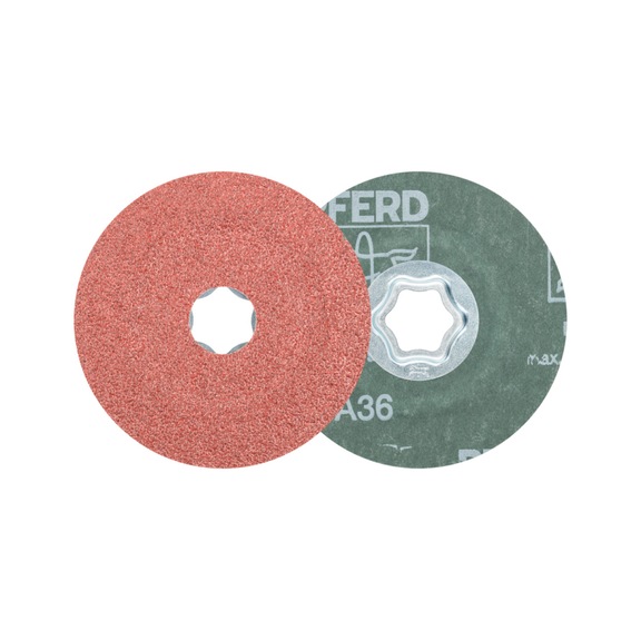 PFERD COMBICLICK Korund Fiberscheibe Durchmesser 100mm A36 universell - Schleifwerkzeug aus Schleifmittel auf Unterlage