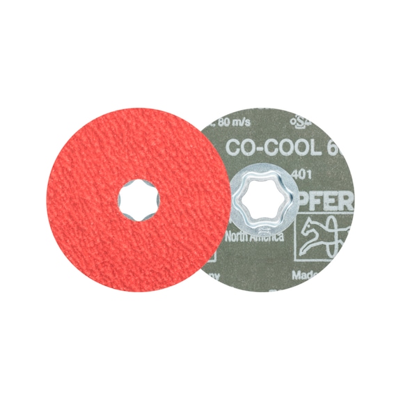 PFERD COMBICLICK ceramic grain fiber disc diameter 100mm CO-COOL60 stainless steel - Abrasive tool made of abrasive on a base