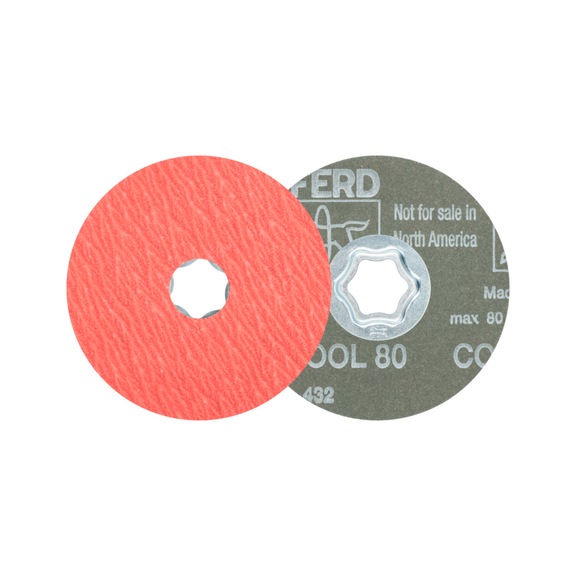 PFERD COMBICLICK ceramic grain fiber disc diameter 100mm CO-COOL80 stainless steel - Abrasive tool made of abrasive on a base