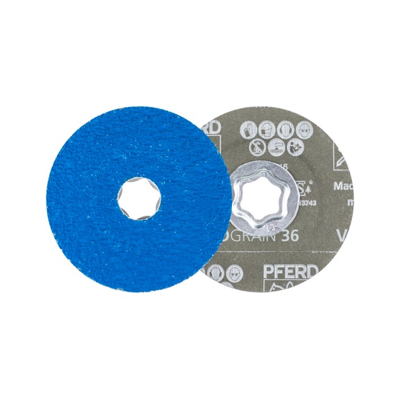 PFERD COMBICLICK fiber disc diameter 100mm VICTOGRAIN-COOL36 for steel - Abrasive tool made of abrasive on a base