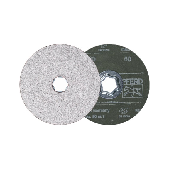 PFERD COMBICLICK ceramic grain fiber disc diameter 115 mm CO-ALU60 NE Metals - Abrasive tool made of abrasive on a base
