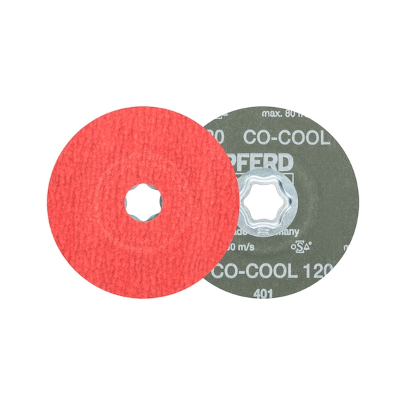 PFERD COMBICLICK ceramic grain fiber disc diameter 115mm CO-COOL120 stainless steel - Abrasive tool made of abrasive on a base