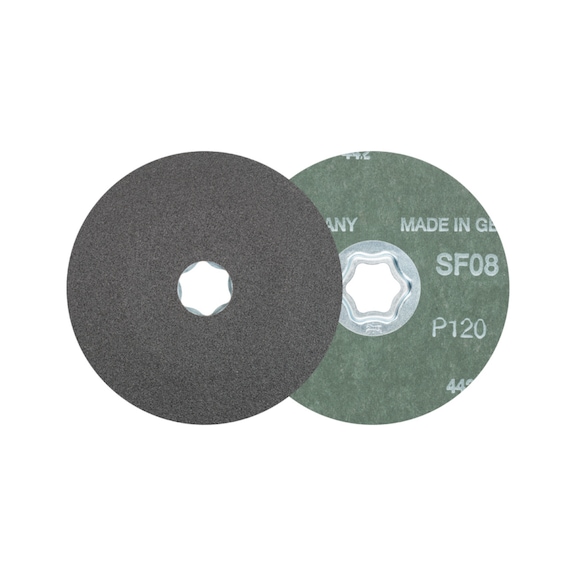 PFERD COMBICLICK SiC fiber disc diameter 115 mm SIC120 for hard non-ferrous metals - Abrasive tool made of abrasive on a base
