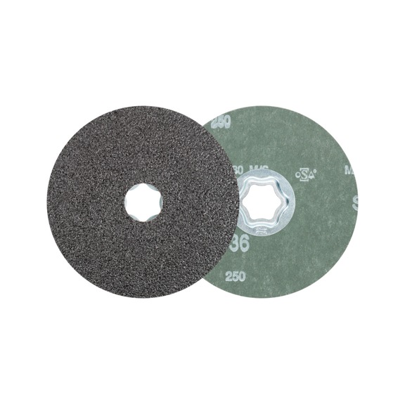 PFERD COMBICLICK SiC Fiberscheibe Durchmesser 115 mm SIC36 für harte NE Metalle - Schleifwerkzeug aus Schleifmittel auf Unterlage