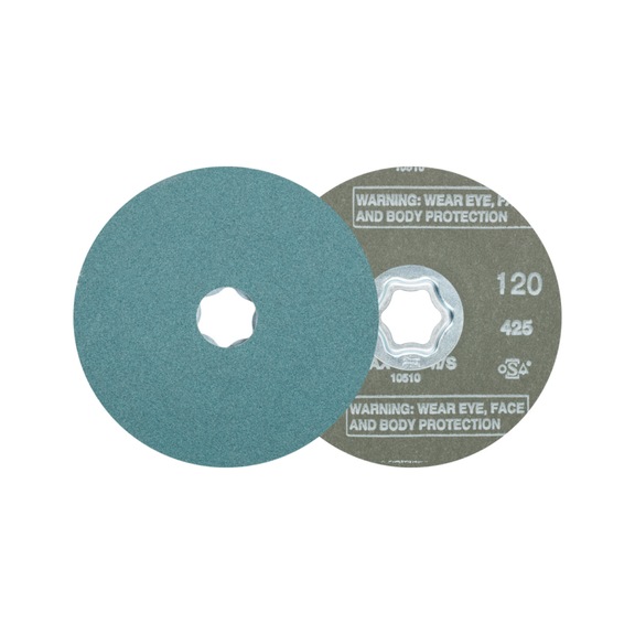 PFERD COMBICLICK zirconia fiber disc diameter 115 mm Z120 for high stock removal - Abrasive tool made of abrasive on a base