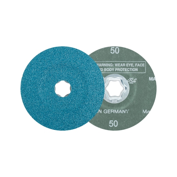 PFERD COMBICLICK zirconia fiber disc diameter 115 mm Z50 for high stock removal - Abrasive tool made of abrasive on a base