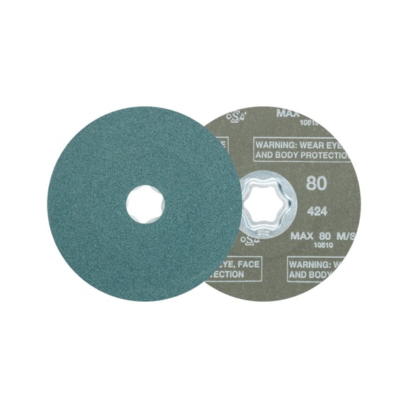 PFERD COMBICLICK zirconia fiber disc diameter 115 mm Z80 for high stock removal - Abrasive tool made of abrasive on a base