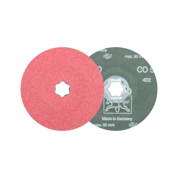 PFERD COMBICLICK ceramic grain fiber disc diameter 125 mm CO50 high stock removal - Abrasive tool made of abrasive on a base