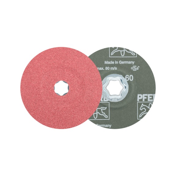 PFERD COMBICLICK ceramic grain fiber disc diameter 125 mm CO60 high stock removal - Abrasive tool made of abrasive on a base