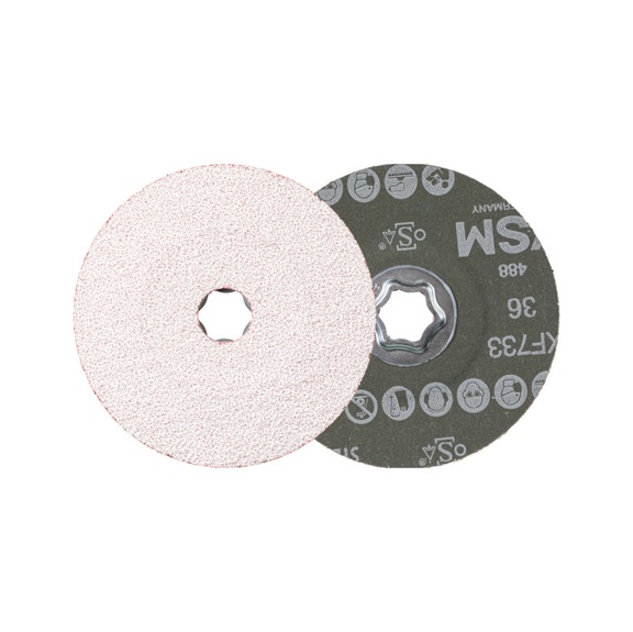 PFERD COMBICLICK ceramic grain fiber disc diameter 125 mm CO-ALU36 NE Metals - Abrasive tool made of abrasive on a base