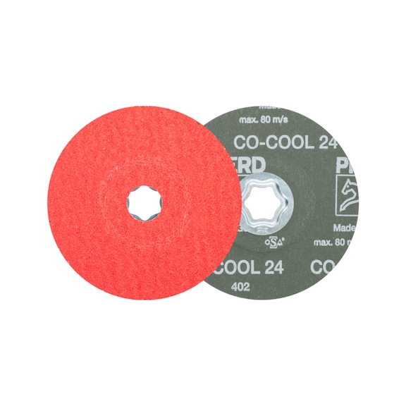 PFERD COMBICLICK Keramikkorn Fiberscheibe Durchmesser 125 mm CO-COOL24 Edelstahl - Schleifwerkzeug aus Schleifmittel auf Unterlage