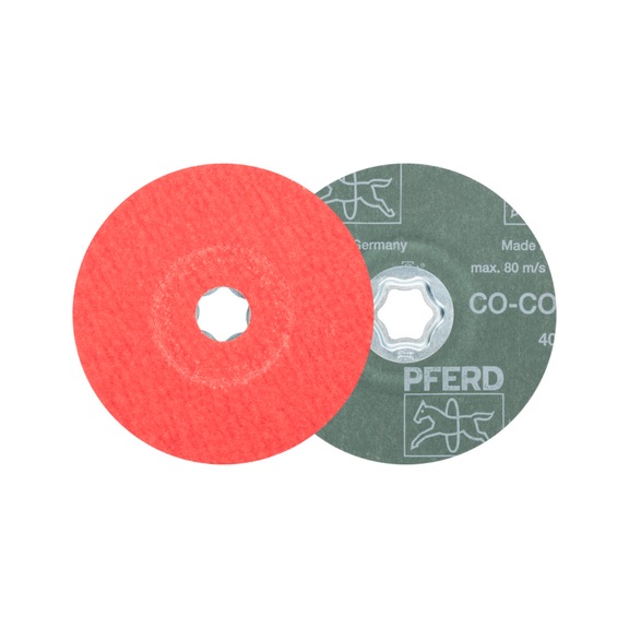 PFERD COMBICLICK Keramikkorn Fiberscheibe Durchmesser 125 mm CO-COOL60 Edelstahl - Schleifwerkzeug aus Schleifmittel auf Unterlage