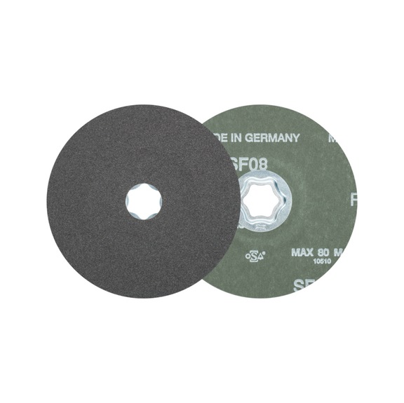 PFERD COMBICLICK SiC fiber disc diameter 125 mm SIC120 for hard non-ferrous metals - Abrasive tool made of abrasive on a base