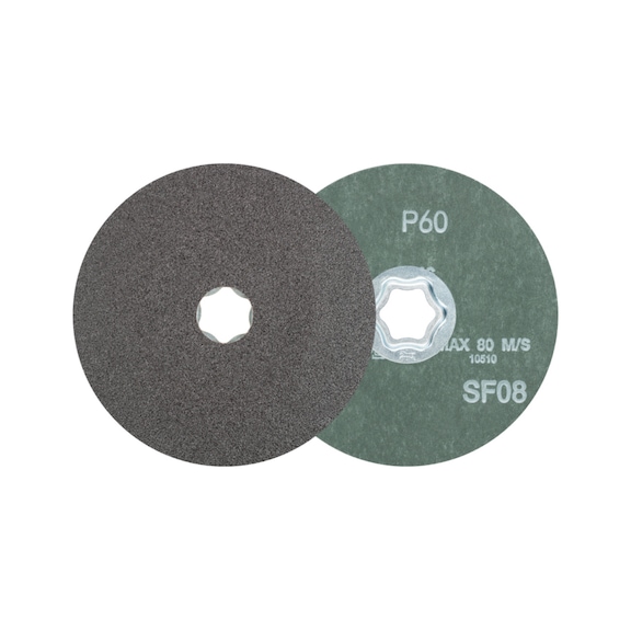 PFERD COMBICLICK SiC fiber disc diameter 125 mm SIC60 for hard non-ferrous metals - Abrasive tool made of abrasive on a base