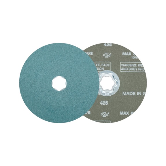PFERD COMBICLICK zirconia fiber disc diameter 125 mm Z120 for high stock removal - Abrasive tool made of abrasive on a base