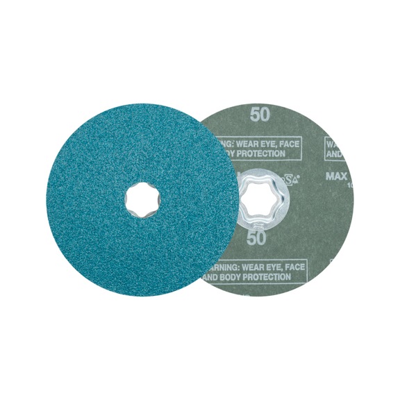 PFERD COMBICLICK zirconia fiber disc diameter 125 mm Z50 for high stock removal - Abrasive tool made of abrasive on a base