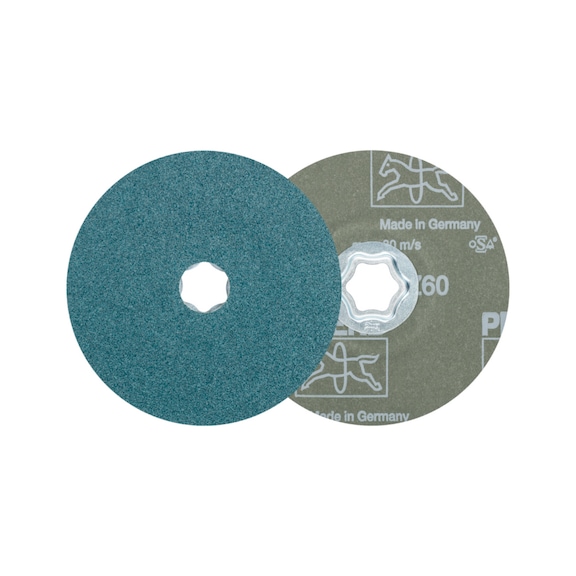 PFERD COMBICLICK zirconia fiber disc diameter 125 mm Z60 for high stock removal - Abrasive tool made of abrasive on a base