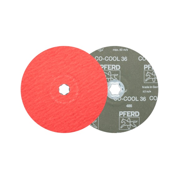 PFERD COMBICLICK ceramic grain fiber disc diameter 180mm CO-COOL36 stainless steel - Abrasive tool made of abrasive on a base