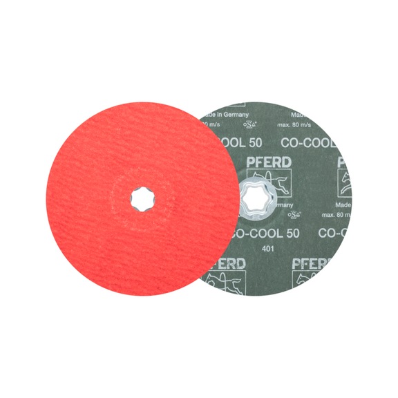 PFERD COMBICLICK ceramic grain fiber disc diameter 180mm CO-COOL50 stainless steel - Abrasive tool made of abrasive on a base
