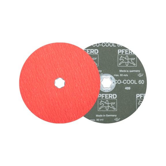 PFERD COMBICLICK ceramic grain fiber disc diameter 180mm CO-COOL60 stainless steel - Abrasive tool made of abrasive on a base