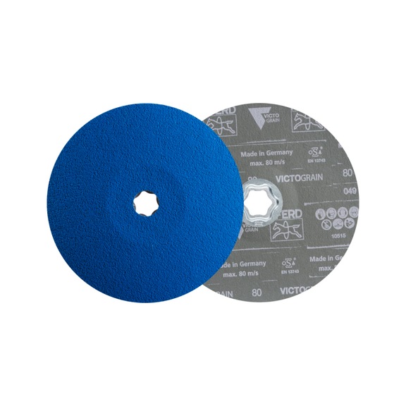 PFERD COMBICLICK Fiberscheibe Durchmesser 180mm VICTOGRAIN-COOL80 für Stahl - Schleifwerkzeug aus Schleifmittel auf Unterlage