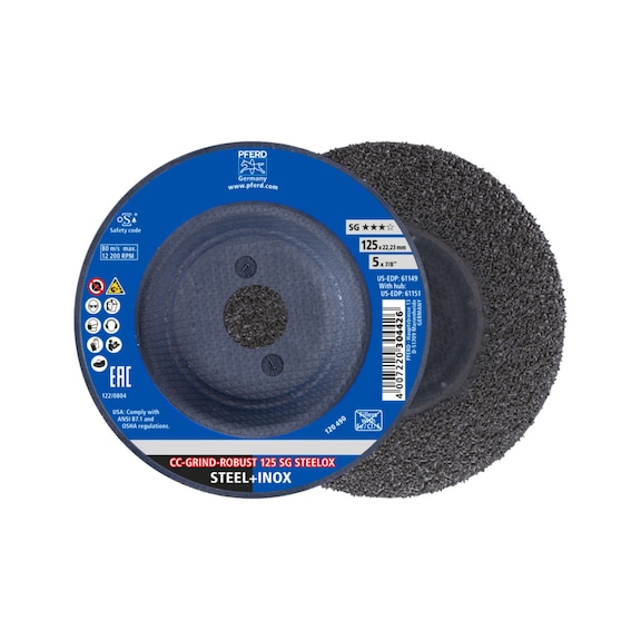 PFERD CC-GRIND ROBUST grinding wheel 125x22.23 mm line SG STEELOX for steel - Abrasive tool made of abrasive on a base