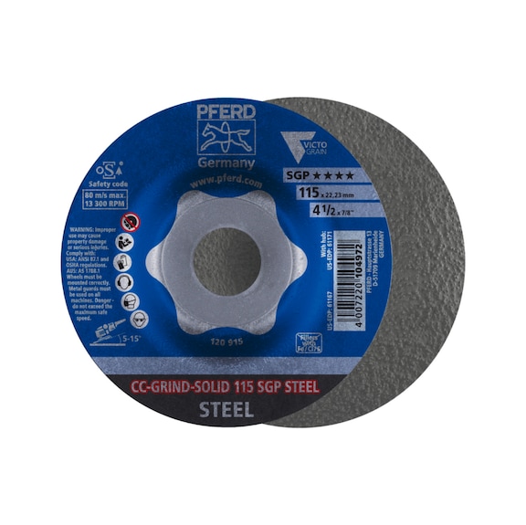 PFERD CC-GRIND SOLID grinding wheel 115x22.23mm COARSE line SGP STEEL for steel - Abrasive tool made of abrasive on a base