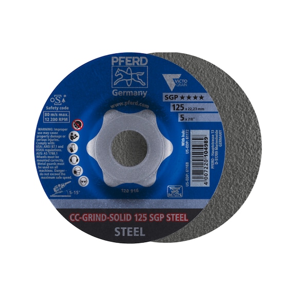 PFERD CC-GRIND SOLID grinding wheel 125x22.23mm COARSE line SGP STEEL for steel - Abrasive tool made of abrasive on a base