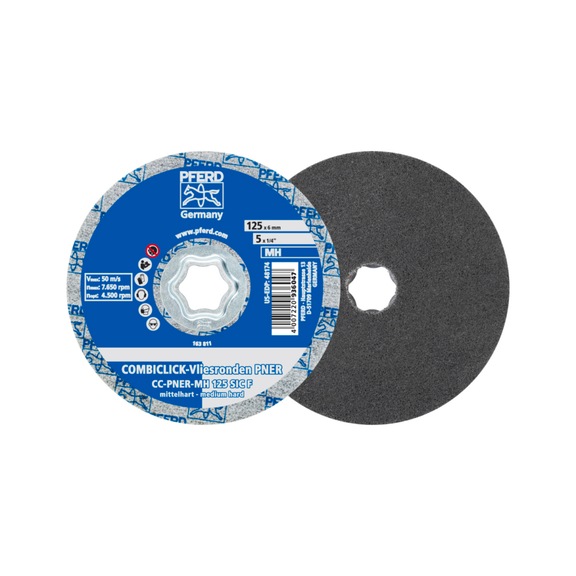 PFERD COMBICLICK crimped fleece blank CC PNER 125 mm medium hard SIC fine - Bonded abrasive with bore or thread