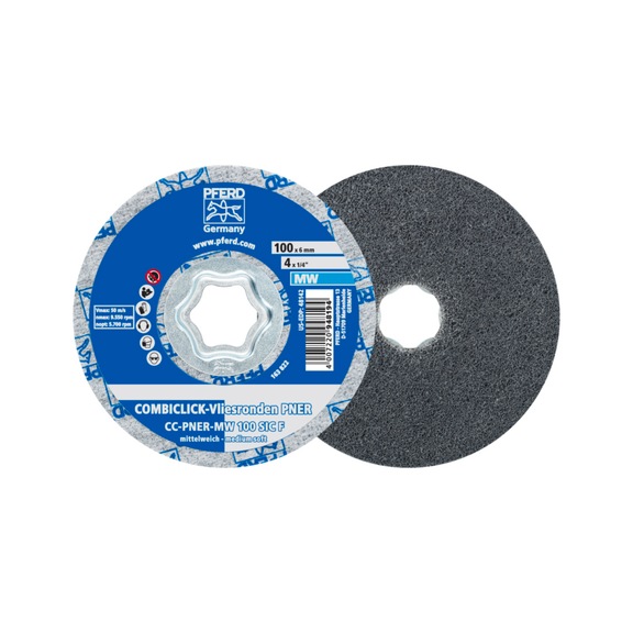 PFERD COMBICLICK pressed fleece tube CC PNER 100 mm medium soft SIC fine - Bonded abrasive with bore or thread