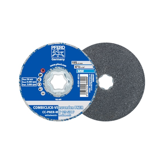 PFERD COMBICLICK pressed fleece tube CC PNER 115 mm medium soft SIC fine - Bonded abrasive with bore or thread