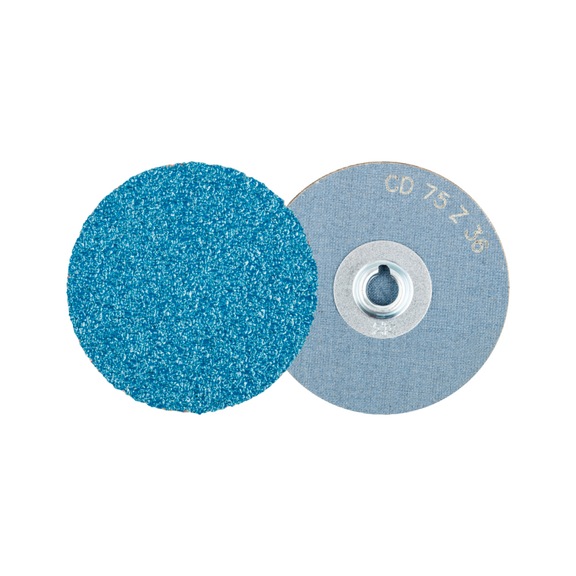 PFERD COMBIDISC Zirkon Schleifblatt CD Durchmesser 75mm Z36 für gehärteten Stahl - Schleifwerkzeug aus Schleifmittel auf Unterlage