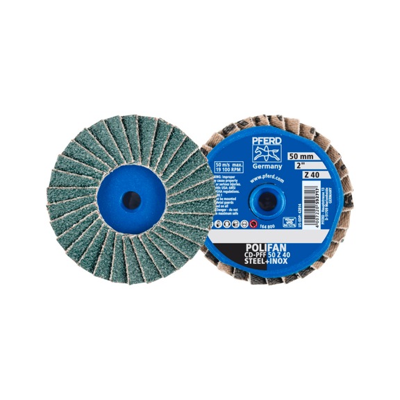 PFERD COMBIDISC Zirkon Mini-POLIFAN CD diameter 50mm Z40 for hardened steel - Abrasive tool made of abrasive on a base