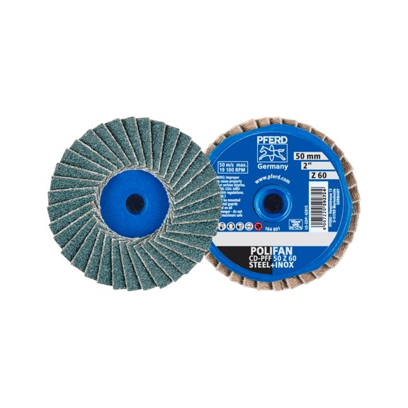 PFERD COMBIDISC Zirkon Mini-POLIFAN CD diameter 50mm Z60 for hardened steel - Abrasive tool made of abrasive on a base