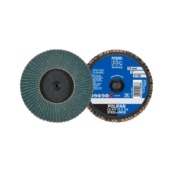 PFERD COMBIDISC Zirkon Mini-POLIFAN CDR Diameter 75 mm Z120 - Abrasive tool made of abrasive on a base