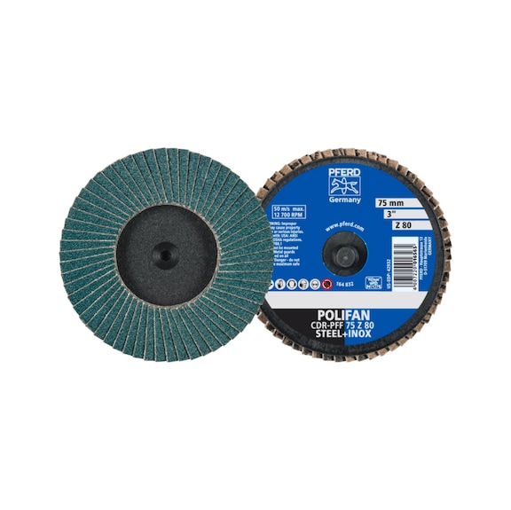 PFERD COMBIDISC Zircon Mini-POLIFAN CDR Diameter 75mm Z80 - Abrasive tool made of abrasive on a base