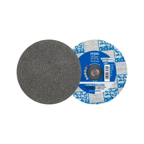 PFERD COMBIDISC pressed non-woven blank CDR PNER 75mm Medium hard A Fine for finish - Bonded abrasive with bore or thread