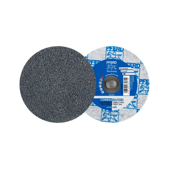 PFERD COMBIDISC pressed fleece blank CDR PNER 75 mm soft SIC fine for finish - Bonded abrasive with bore or thread