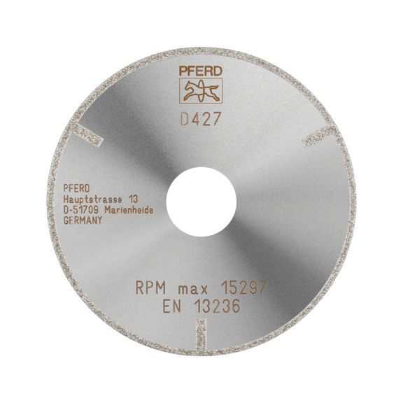 PFERD diamond cutting blade D1A1R 100x2.0x22.23 mm D427 with protective segment for GRP - Grinding tool with diamond or boron nitride with bore