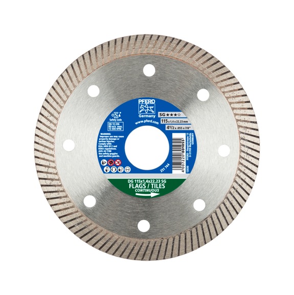 PFERD diamond cutting blade DG FL 115x1.4x22.23 mm SG for cutting tiles - Grinding tool with diamond or boron nitride with bore