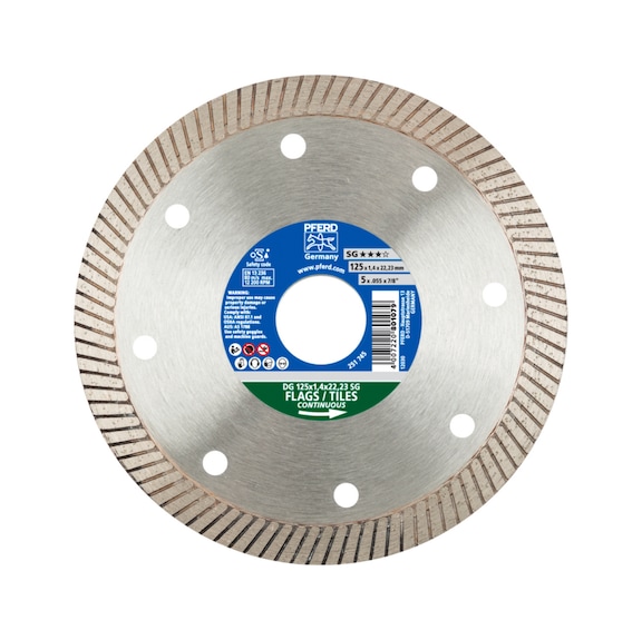 PFERD Diamant-Trennscheibe DG FL 125x1,4x22,23 mm SG zum Trennen von Fliesen - Schleifwerkzeug mit Diamant oder Bornitrid mit Bohrung